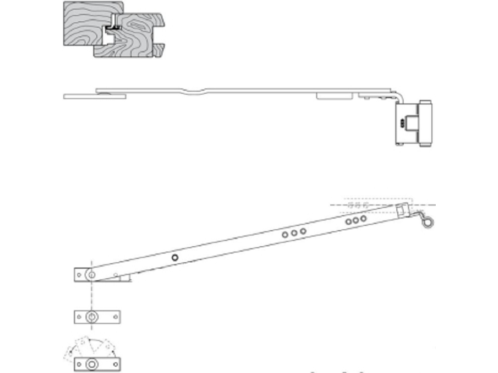 Braccio forbice Artech Sinistro Lunghezza 594-804 mm GR3 Interasse A 4/12 mm Battuta 12 mm  AGB - immagine 2